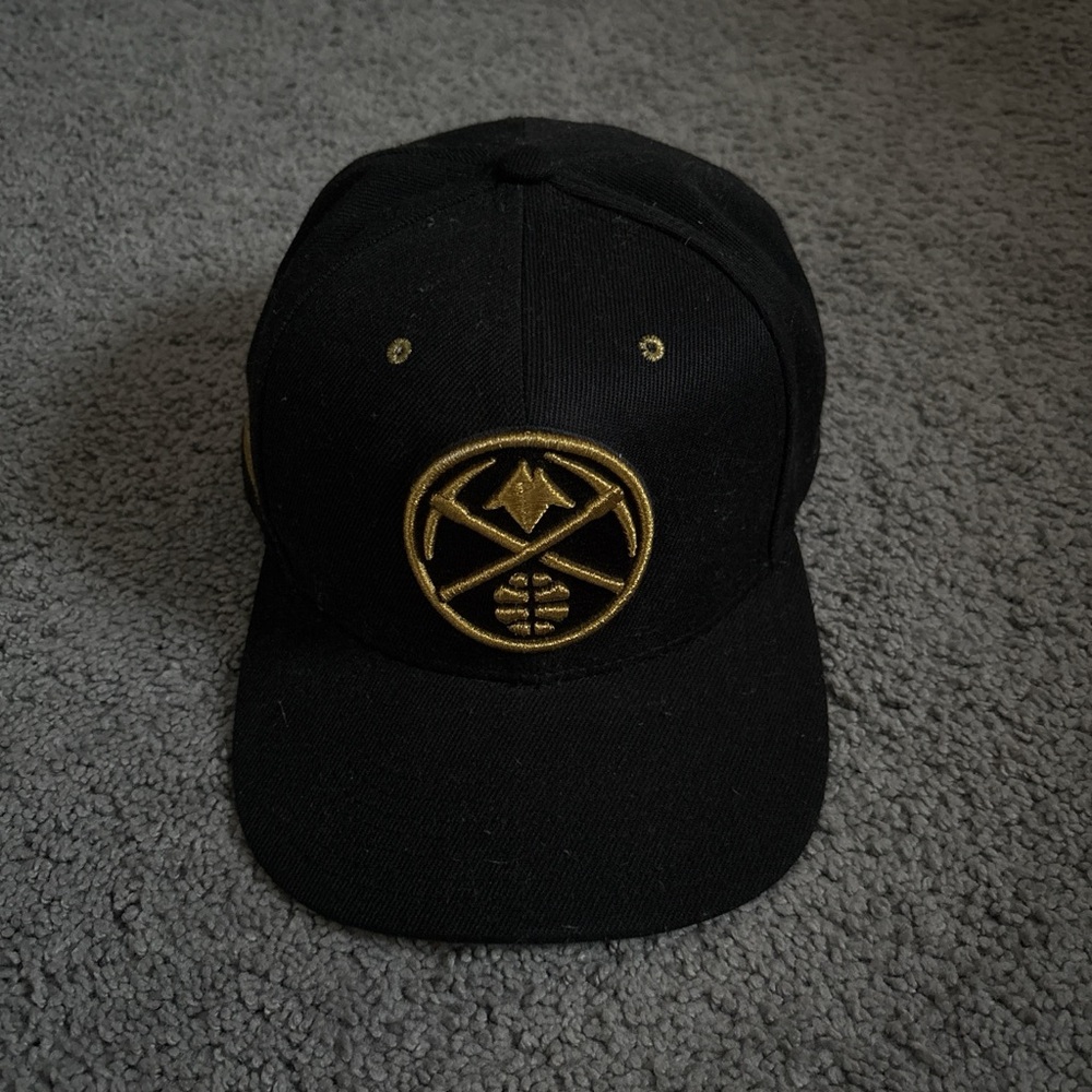 Black and Gold Denver Nuggets Hat with Gold Embroidered Crown